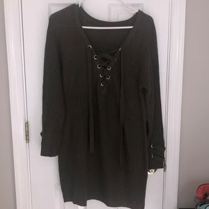 Army green long sweater